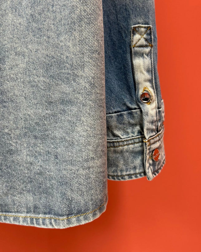 Gucci Embroidered Denim Overshirt (Blue Cotton Denim Jacket)