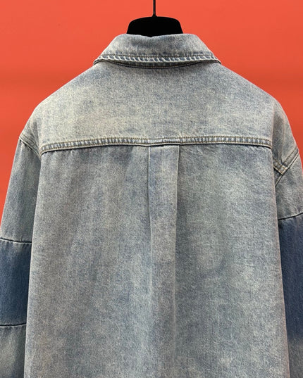 Gucci Embroidered Denim Overshirt (Blue Cotton Denim Jacket)