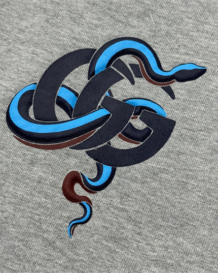Gucci Embroidered GG Snake Long Sleeve Polo Sweater – Grey