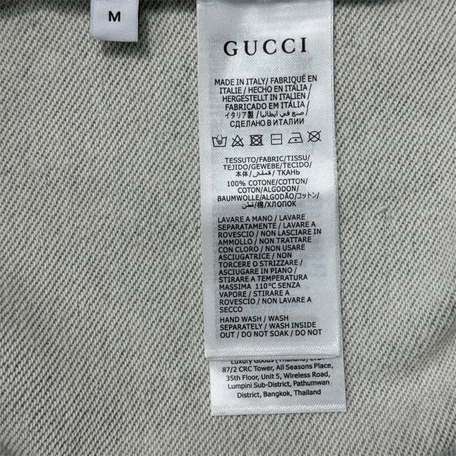 Gucci Embroidered GG Snake Long Sleeve Polo Sweater – Grey