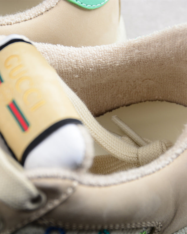 Gucci Embroidered GG Sneaker with Orange-Green Web Stripe