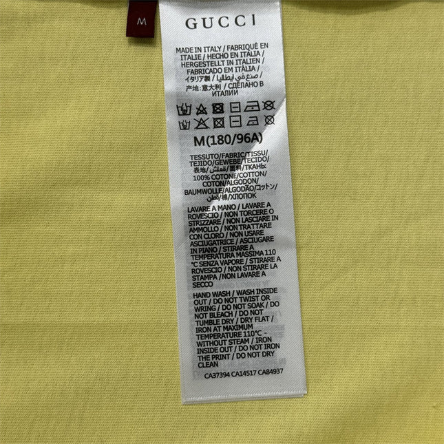 Gucci Embroidered Interlocking GG Cotton‑Jersey T‑Shirt in Pastel Yellow