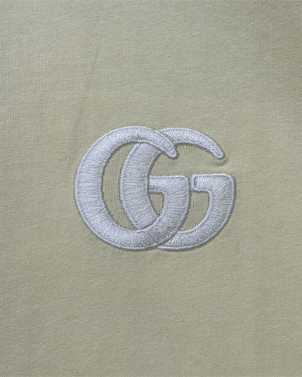 Gucci Embroidered Interlocking GG Cotton‑Jersey T‑Shirt in Pastel Yellow