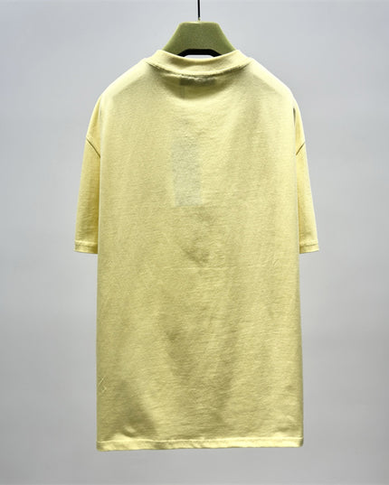Gucci Embroidered Interlocking GG Cotton‑Jersey T‑Shirt in Pastel Yellow