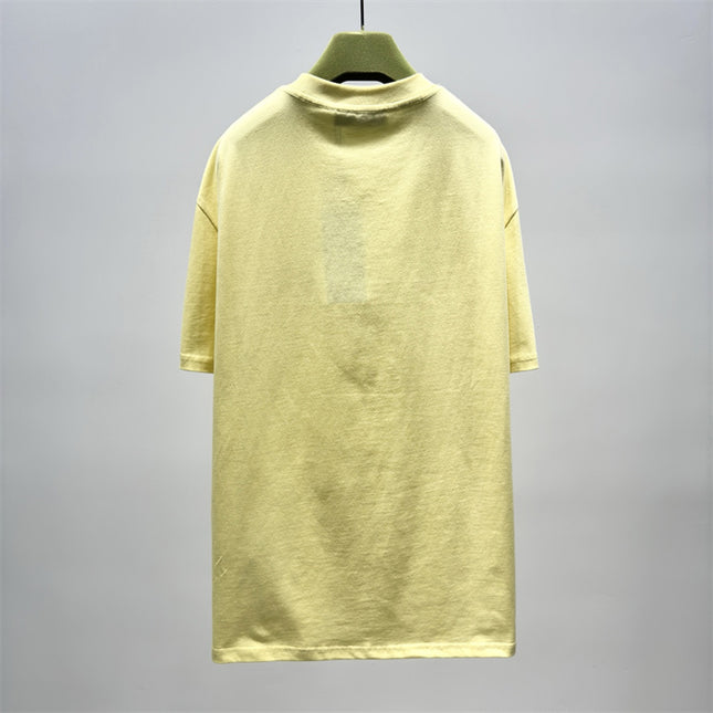 Gucci Embroidered Interlocking GG Cotton‑Jersey T‑Shirt in Pastel Yellow