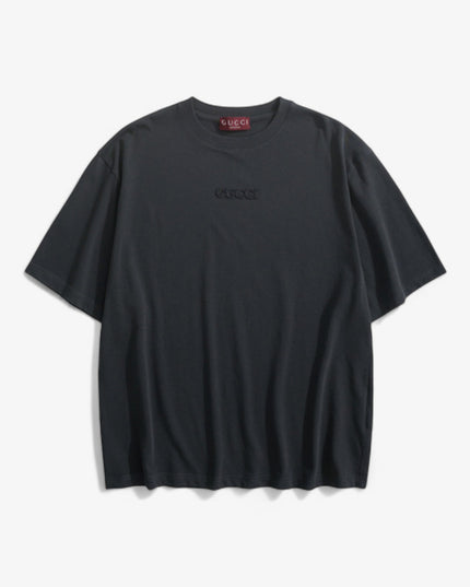 Gucci Embroidered Logo Cotton‑Jersey T‑Shirt in Black