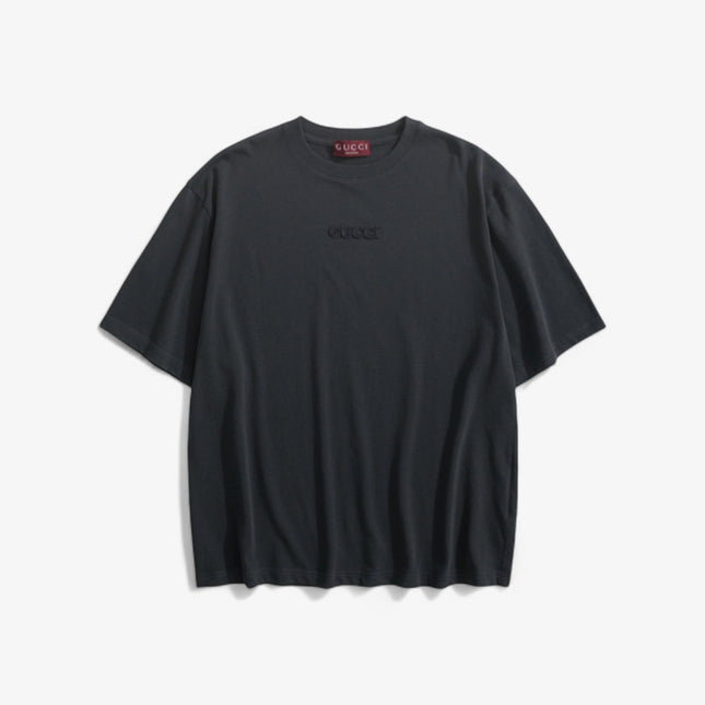 Gucci Embroidered Logo Cotton‑Jersey T‑Shirt in Black