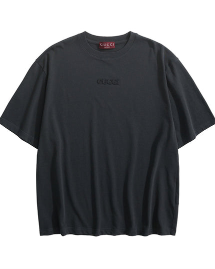 Gucci Embroidered Logo Cotton‑Jersey T‑Shirt in Black