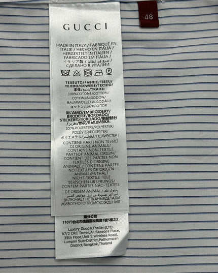 Gucci Embroidered Logo Striped Cotton Poplin Shirt