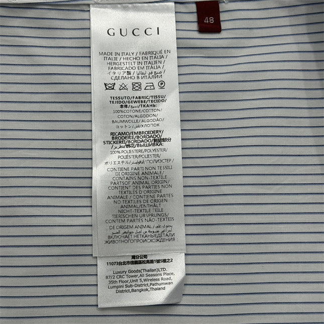 Gucci Embroidered Logo Striped Cotton Poplin Shirt