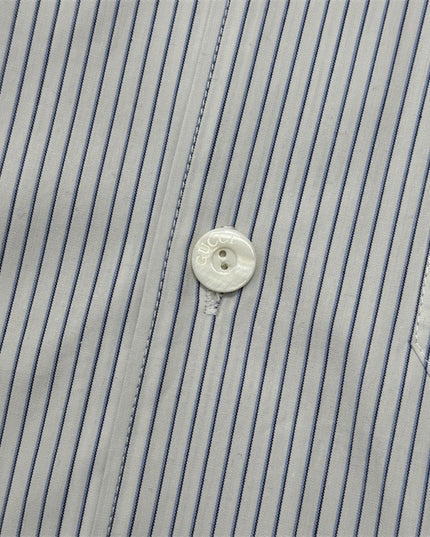 Gucci Embroidered Logo Striped Cotton Poplin Shirt