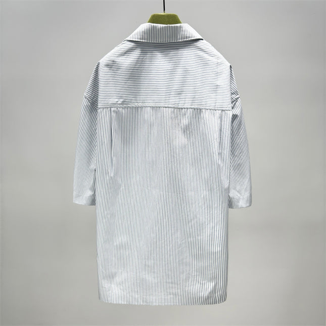 Gucci Embroidered Logo Striped Cotton Poplin Shirt
