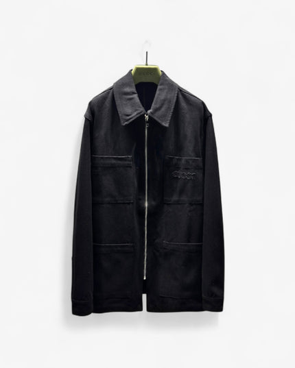 Gucci Embroidered Logo Utility Overshirt Jacket – Black