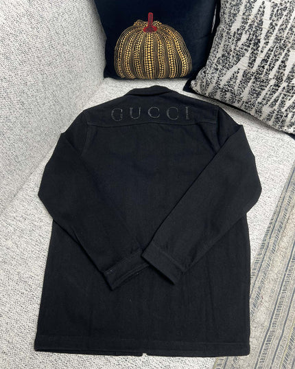 Gucci Embroidered Logo Utility Overshirt Jacket – Black