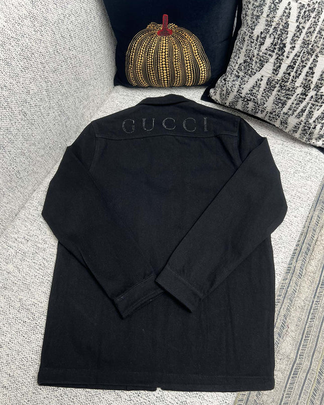 Gucci Embroidered Logo Utility Overshirt Jacket – Black