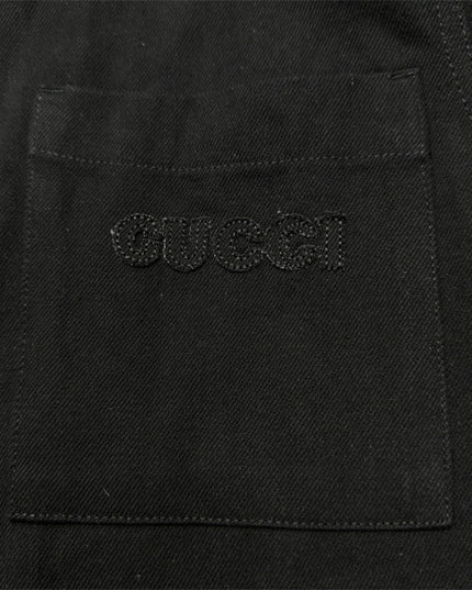 Gucci Embroidered Logo Utility Overshirt Jacket – Black