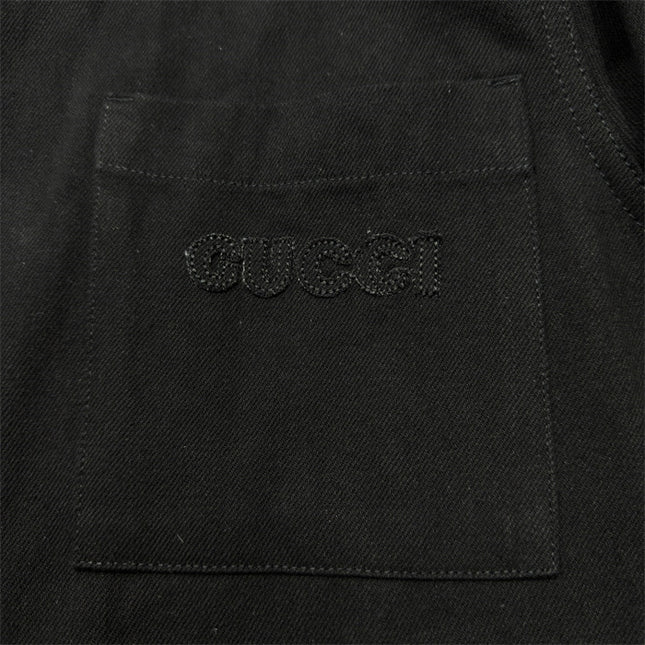 Gucci Embroidered Logo Utility Overshirt Jacket – Black
