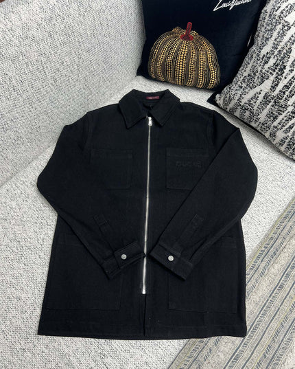 Gucci Embroidered Logo Utility Overshirt Jacket – Black