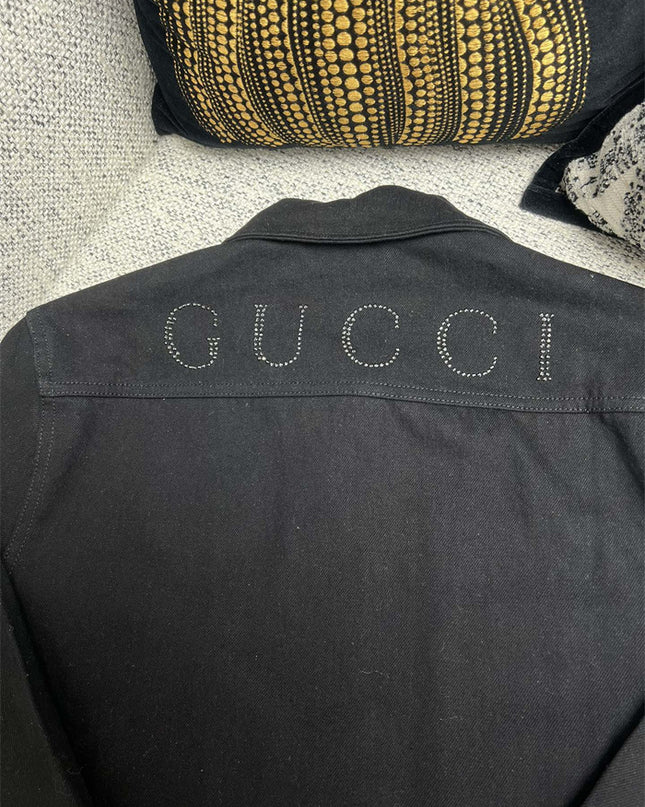 Gucci Embroidered Logo Utility Overshirt Jacket – Black