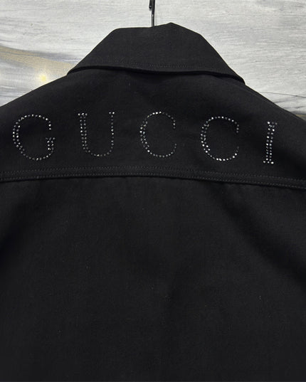 Gucci Embroidered Logo Utility Overshirt Jacket – Black