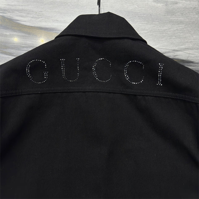 Gucci Embroidered Logo Utility Overshirt Jacket – Black