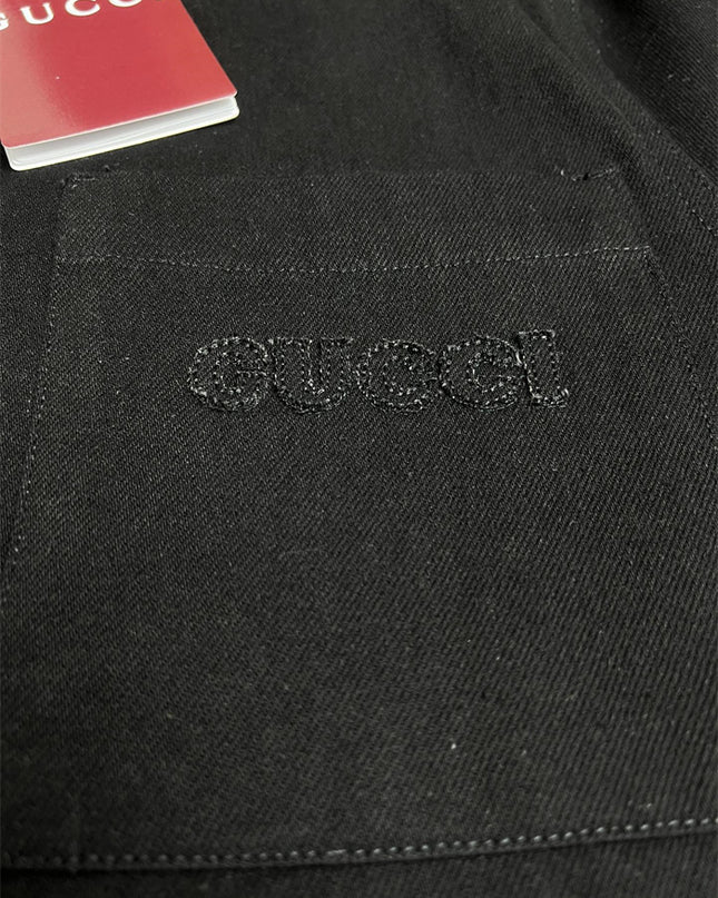 Gucci Embroidered Logo Utility Overshirt Jacket – Black