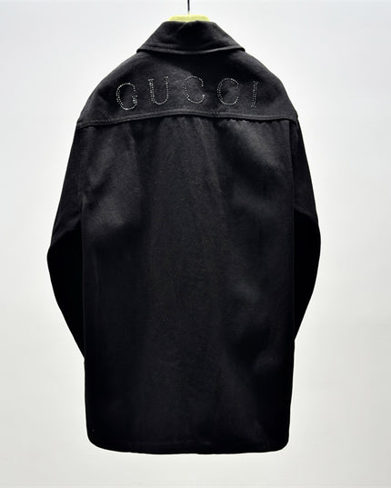 Gucci Embroidered Logo Utility Overshirt Jacket – Black
