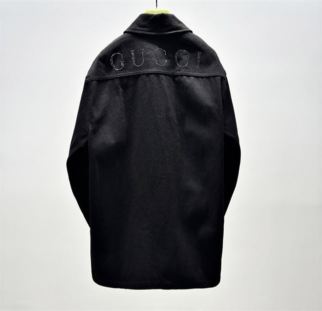 Gucci Embroidered Logo Utility Overshirt Jacket – Black