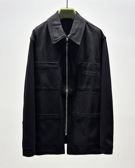 Gucci Embroidered Logo Utility Overshirt Jacket – Black