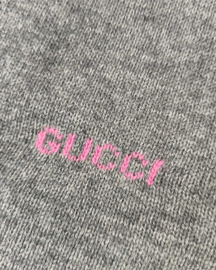Gucci Embroidered Wool Cardigan – Grey/Pink