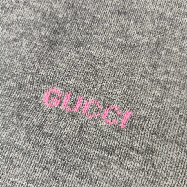 Gucci Embroidered Wool Cardigan – Grey/Pink