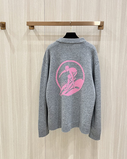 Gucci Embroidered Wool Cardigan – Grey/Pink