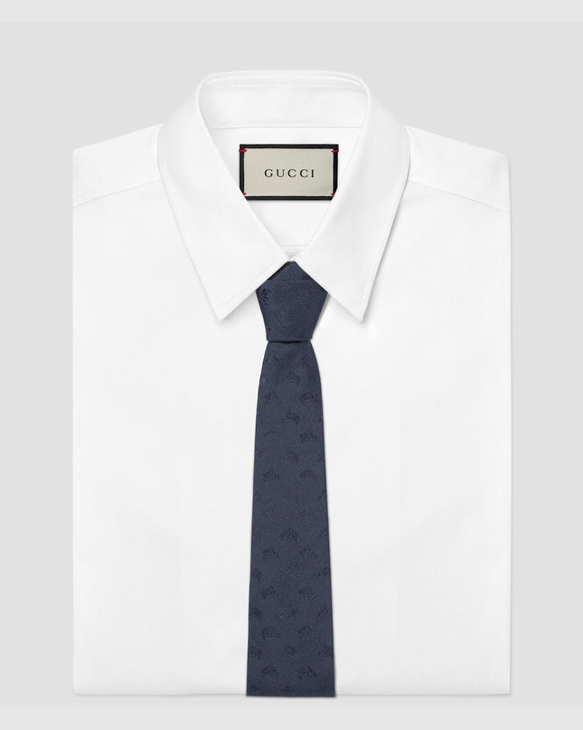 Gucci Equestrian Motif Silk Jacquard Tie – Navy