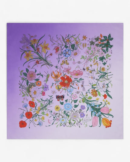 Gucci Flora Gradient Silk Twill Carré Scarf – Lilac