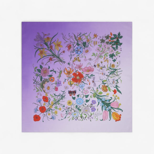 Gucci Flora Gradient Silk Twill Carré Scarf – Lilac