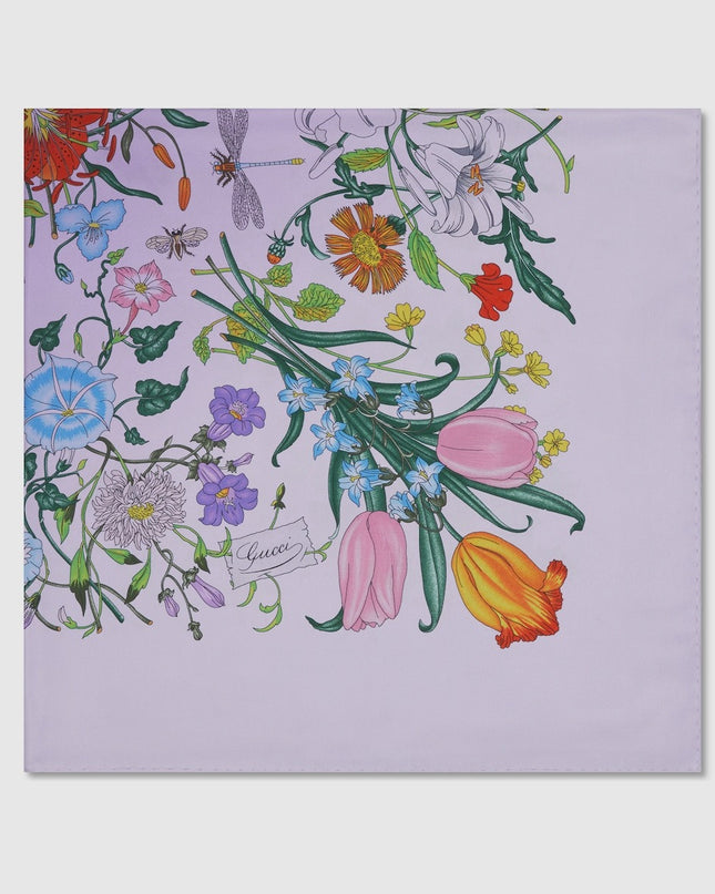 Gucci Flora Gradient Silk Twill Carré Scarf – Lilac