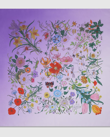 Gucci Flora Gradient Silk Twill Carré Scarf – Lilac