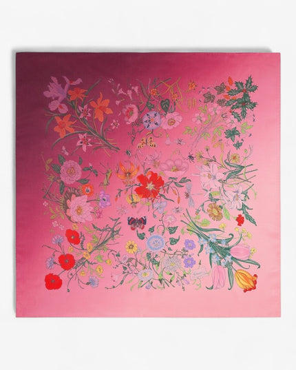 Gucci Flora Gradient Silk Twill Carré Scarf – Magenta