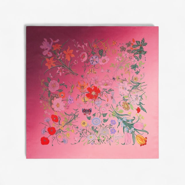 Gucci Flora Gradient Silk Twill Carré Scarf – Magenta