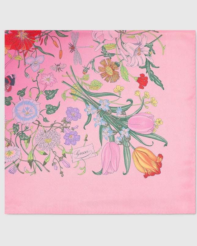 Gucci Flora Gradient Silk Twill Carré Scarf – Magenta