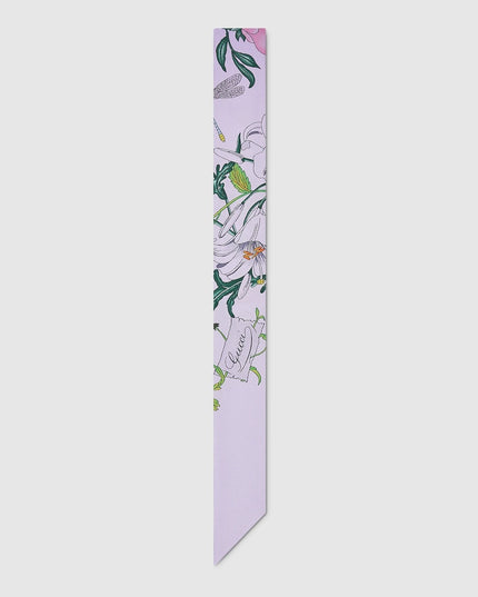 Gucci Flora Print Silk Twill Ribbon – Lilac