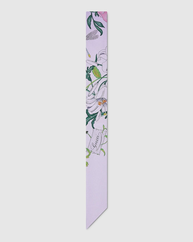 Gucci Flora Print Silk Twill Ribbon – Lilac