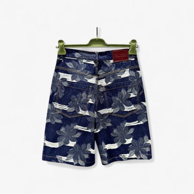 Gucci Floral‑Print Denim Bermuda Shorts