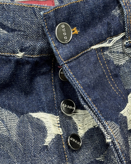 Gucci Floral‑Print Denim Bermuda Shorts