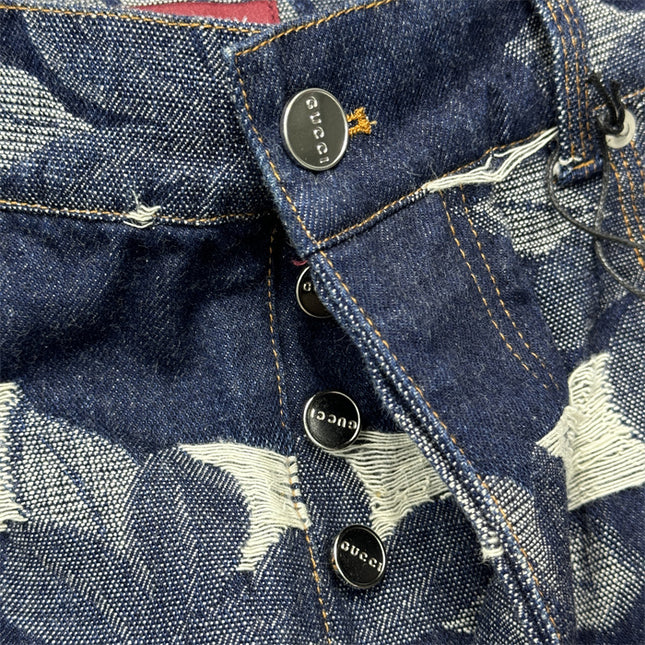 Gucci Floral‑Print Denim Bermuda Shorts