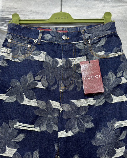 Gucci Floral‑Print Denim Bermuda Shorts