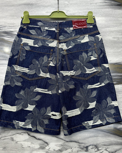 Gucci Floral‑Print Denim Bermuda Shorts