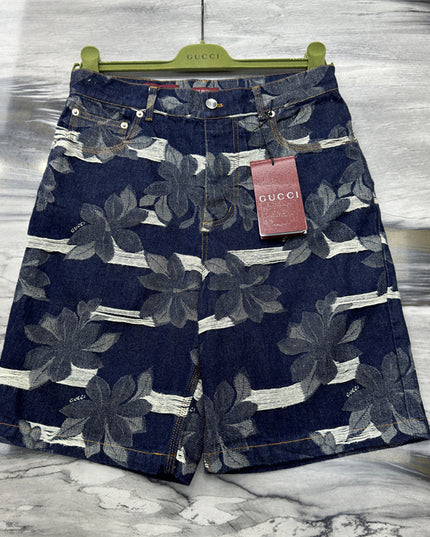 Gucci Floral‑Print Denim Bermuda Shorts