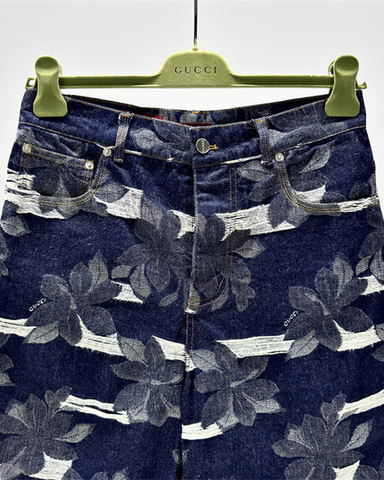 Gucci Floral‑Print Denim Bermuda Shorts
