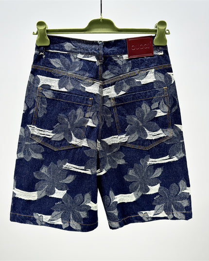 Gucci Floral‑Print Denim Bermuda Shorts